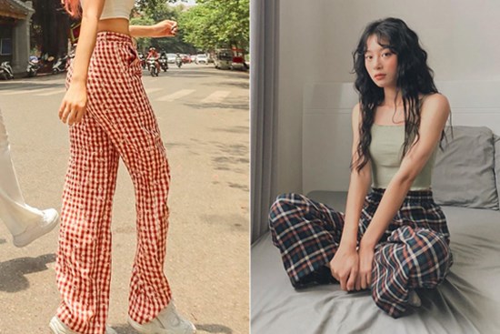 Quần caro ống rộng giá “bèo” nhưng làm style “đỉnh” hết nấc, nàng nào bỏ qua là thiệt