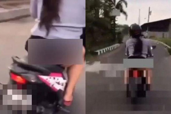 Người phụ nữ đi mô tô làm dân mạng nóng mặt khi mặc váy ngắn cũn cỡn, lộ chỗ nhạy cảm khiến cảnh sát phải truy lùng-1