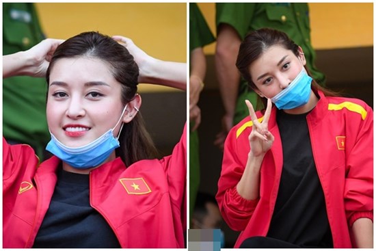 Á hậu Huyền My đến sân xem trận chung kết Cúp Quốc gia