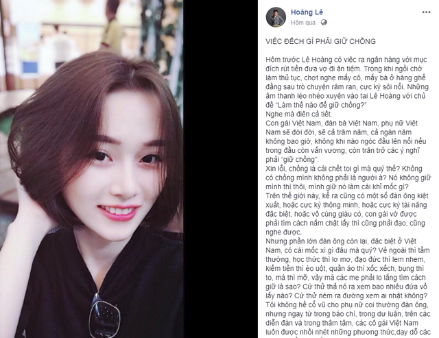 Nhân vụ đánh ghen phố Lý Nam Đế, status Việc gì phải giữ chồng của đạo diễn Lê Hoàng được đào mộ-2