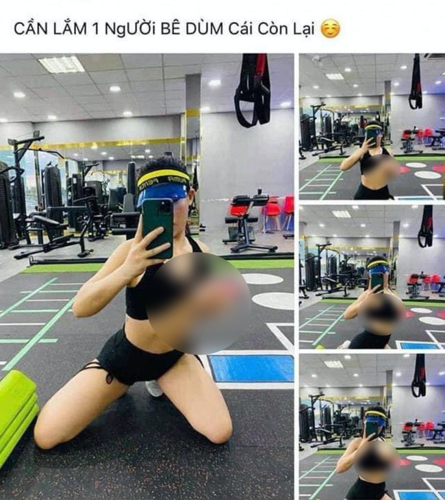 Tập gym không lo chỉ lo chụp hình sống ảo, người phụ nữ trẻ khiến ai cũng giật mình vì vạch áo khoe hẳn một bên ngực như sắp rơi-1