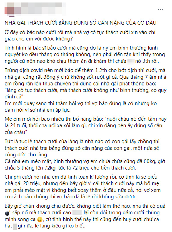 Người yêu bụng bầu 5 tháng, nhà gái còn thách cưới đúng bằng số cân nặng cô dâu khiến chàng trai méo mặt-1