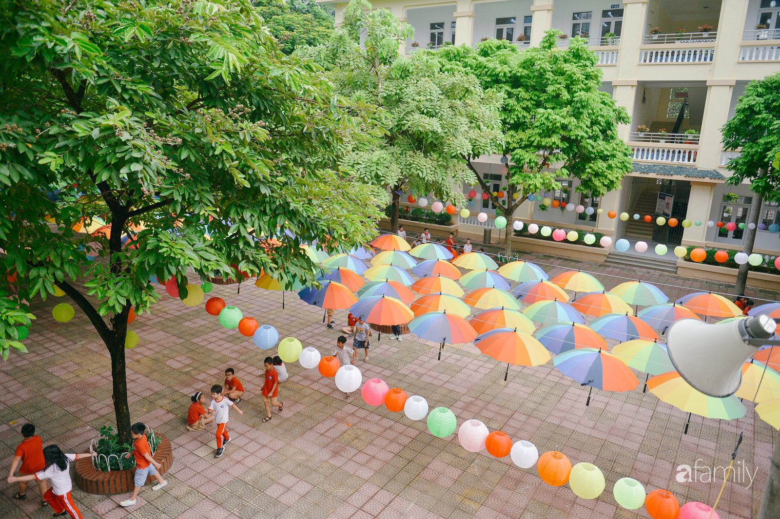 Trường tiểu học ở Hà Nội trang trí nổi bật cả vùng trời, học sinh phấn khích như đi hội, ai đi ngang qua cũng phải ngước nhìn-2