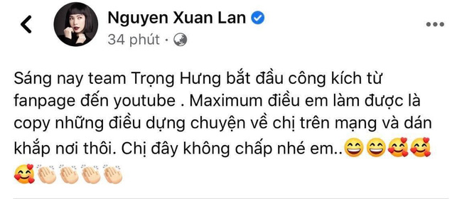 Xuân Lan tiếp tục tố Trọng Hưng dựng chuyện công kích mình trên mọi mặt trận, tuyên chiến cực căng-2