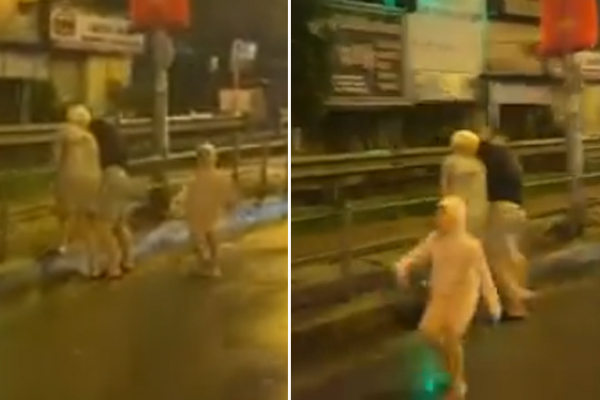 Con nhỏ vừa chạy vừa gào khóc cầu cứu lạc cả giọng vì bố hành hung mẹ giữa đường khiến ai cũng xót xa-2