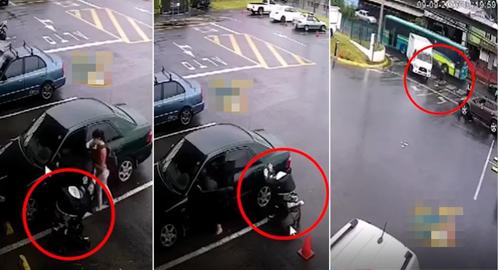 Mẹ mải mê với đồ đạc trong ô tô, để mặc” xe nôi trôi không điểm dừng khiến con nhỏ suýt bị xe tông-2