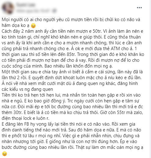 Cho người yêu vay gần trăm triệu, cô gái bị chàng trai cắm sừng, đòi tiền trầy trật 2 năm không trả-1