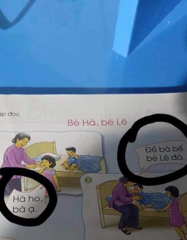 Mẩu chuyện tập đọc trong sách giáo khoa lớp 1 gây tranh cãi: Bé Hà bị ho nhưng bà... mặc kệ, bà bế bé Lê-1