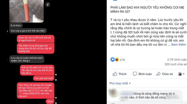 Bài đăng 27 ngàn like cùng nhiều bình luận tranh cãi: Bạn gái báo có thai, chàng trai chỉ nhận con, nhất định không nhận vợ-1