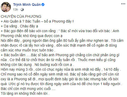 Sau khi rơi vào trạng thái hôn mê sâu, người nhà tiết lộ NSƯT Tuấn Phương khó lòng qua khỏi-1