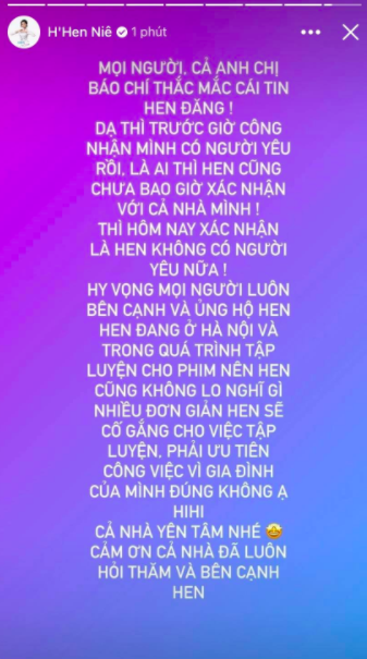 HHen Niê chính thức lên tiếng xác nhận đã chia tay bạn trai dù nhiều lần đồn đại chuẩn bị làm đám cưới-1