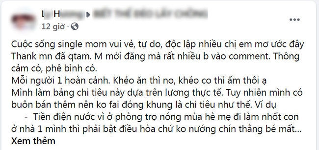 Single mom Hải Dương chia sẻ bảng chi tiêu 1 tháng gây tranh cãi vì khoản nào cũng thấy vô lý đùng đùng-14