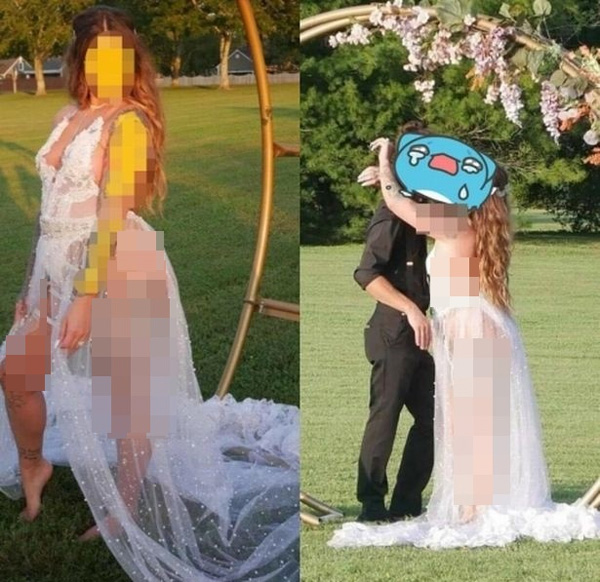 Cô dâu gây xôn xao MXH với chiếc váy cưới khiến dân tình nóng mắt, quan khách cũng phải xấu hổ không dám nhìn-1