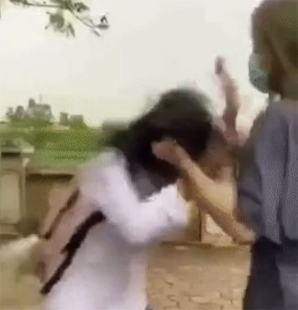 Clip: Nữ sinh bị đánh hội đồng ngay bên đường, quỳ gối xin lỗi vẫn bị túm tóc tát tới tấp-2