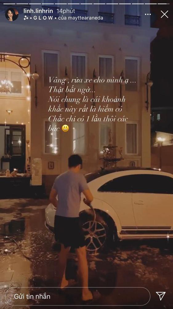 Linh Rin khoe được thiếu gia nhà tỷ phú đích thân rửa xe cho, dân tình lại soi căn biệt thự to vật vã-1