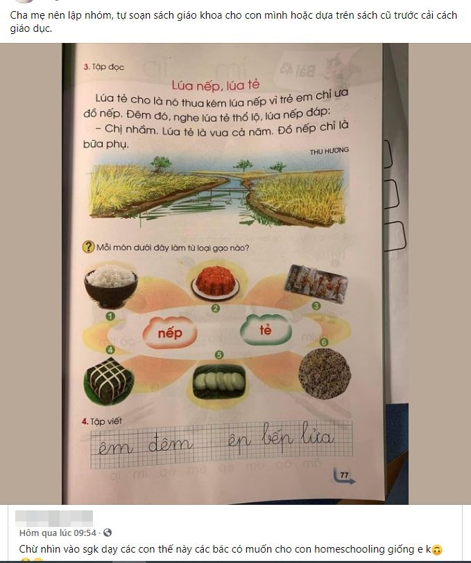 Là phụ huynh có con học lớp 1, tôi thấy nhiều cha mẹ chê SGK thậm tệ và ước con được học giống ngày xưa, các vị đang muốn kéo lùi giáo dục về 30 năm trước sao?-1