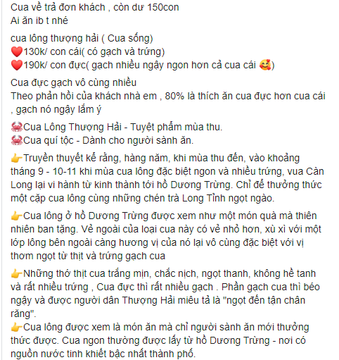 Cua lông về Việt Nam đang loạn giá, người tiêu dùng bất ngờ vì siêu rẻ, có nơi bán 70K/con-3