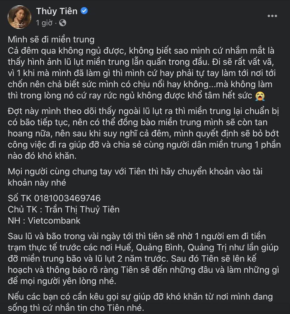 Thủy Tiên thông báo đã ra đến Huế, số tiền quyên góp lên đến 7 tỷ đồng-1