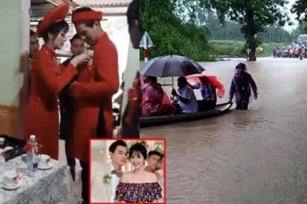 Thảo Trang và chồng kém 9 tuổi tổ chức đám cưới lần 2 ở Quảng Ngãi, khách mời đến dự bằng xuồng và xe tải
