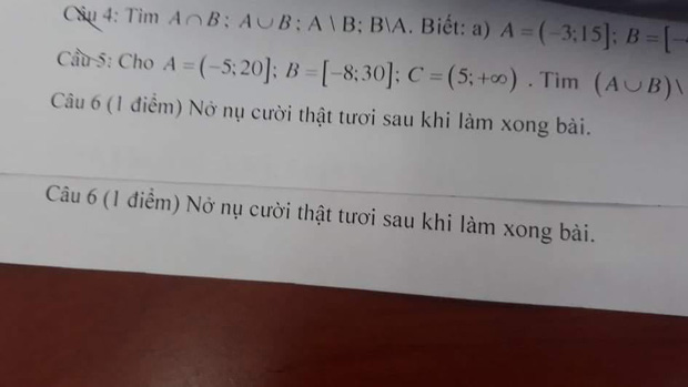 Thầy giáo dạy Toán ra đề bá đạo khiến học trò cũng phải nở nụ cười thật tươi khi làm đến câu cuối-1