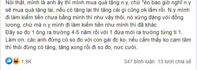 Chê bai bạn gái vì luôn tặng quà ít tiền hơn mình: Anh tặng giày 2 triệu, em tặng lại đồ 1,7 triệu, chàng trai bị đá bay không thương tiếc-1