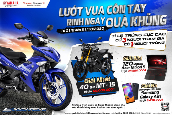 Săn cơ hội trúng xe mô tô 69 triệu khi mua Yamaha Exciter-1