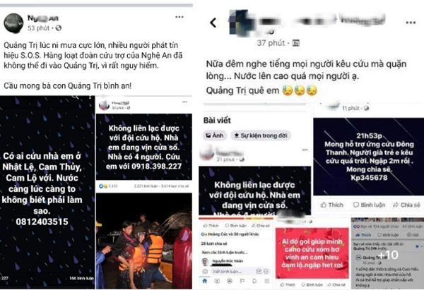 Nước lũ lên nhanh, nhiều người dân Quảng Trị lên mạng kêu cứu trong đêm-2