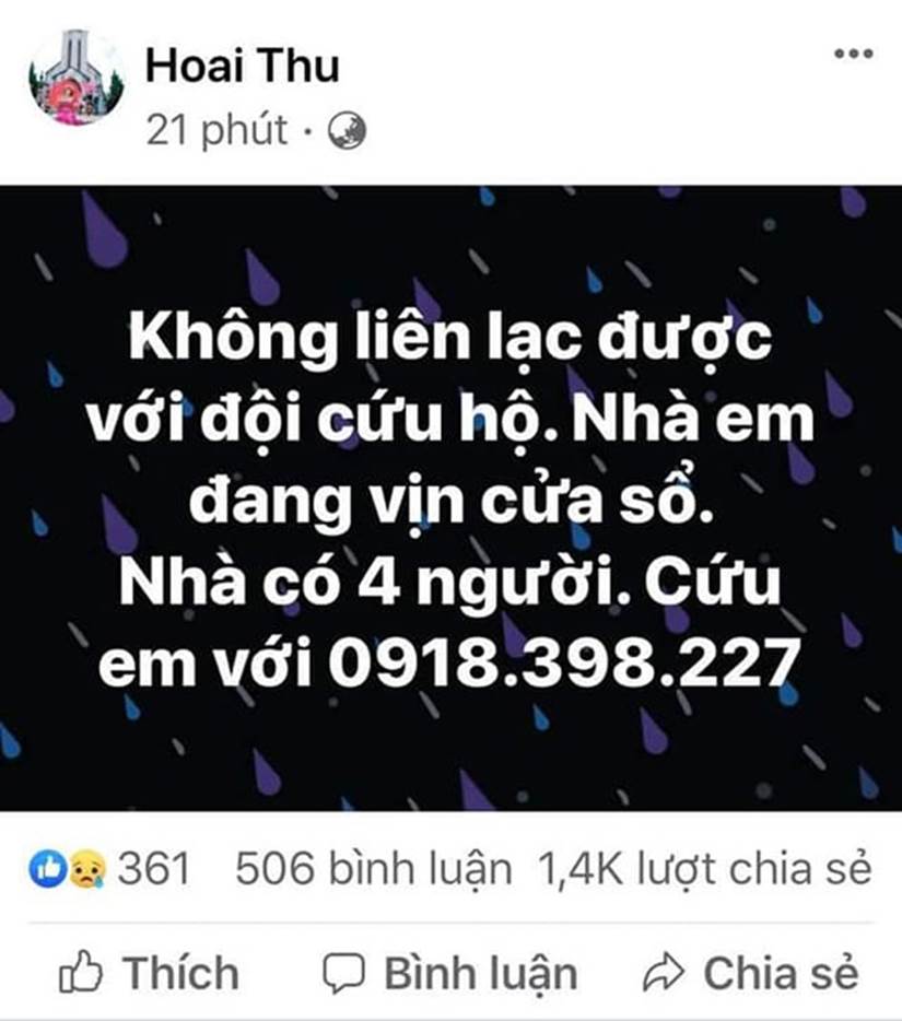 Lũ dâng cao, người dân Quảng Trị lên mạng cầu cứu: Nhà em đang vịn cửa sổ. Cứu em với-1