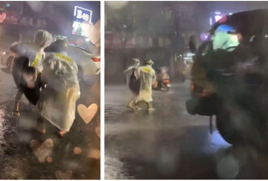 Ngồi thiền giữa lòng đường nhiều giờ liền, người lạ mặt bị cảnh sát cơ động khiêng vào, dân mạng nói câu quen thuộc: Cứ ngồi im tình yêu sẽ đến!”-2