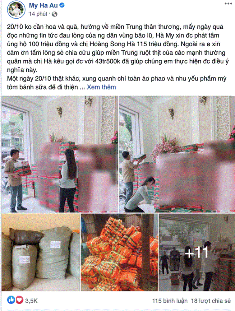 Âu Hà My quyên góp giúp đỡ người dân miền Trung, gọi đây là 20/10 thật khác biệt-1