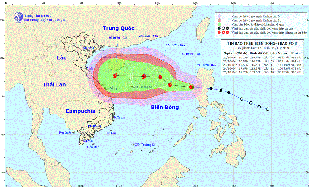 Bão số 8 đang mạnh dần lên, có thể giật cấp 14 với đường đi phức tạp, Trung Bộ giảm mưa trước nguy cơ đón bão trở lại-1