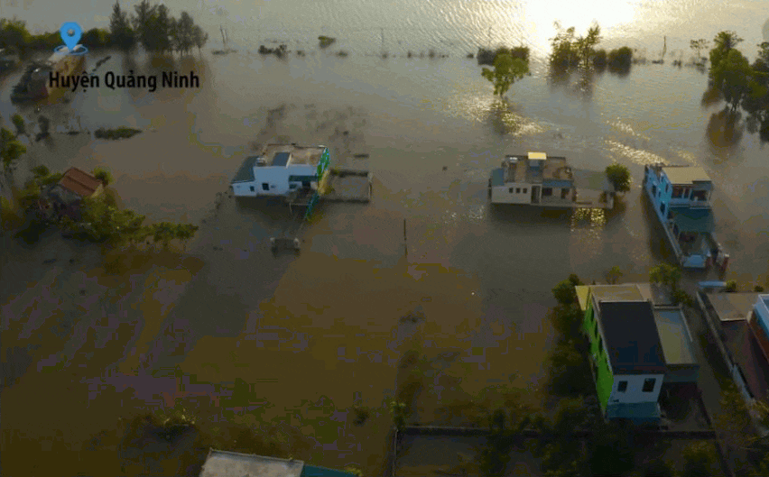 Rốn lũ Quảng Bình nhìn từ flycam: Nắng đã lên, nhiều tuyến đường đã thông, thuận lợi cho cứu trợ-1