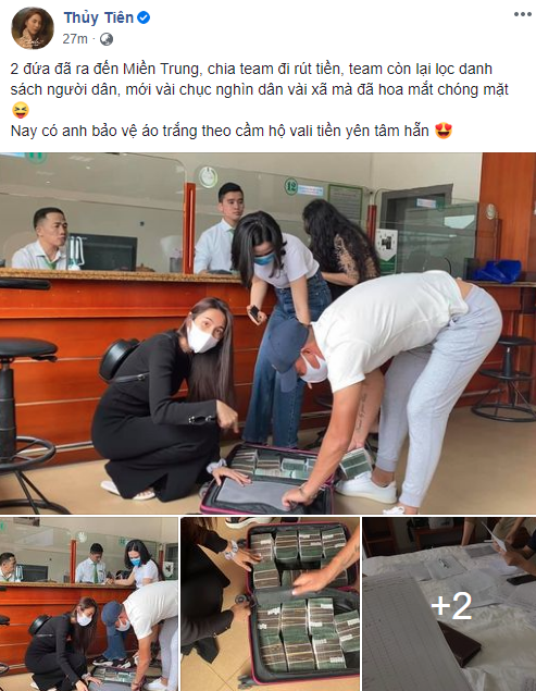 Thủy Tiên - Công Vinh về tới miền Trung, rút hàng vali tiền để cứu trợ đợt 2-1