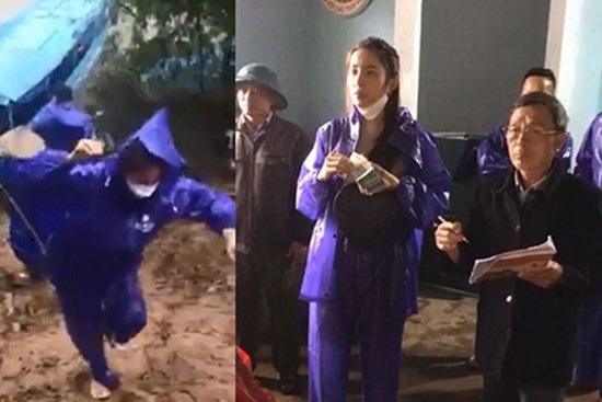 Thủy Tiên - Công Vinh đội mưa lớn đi trao tiền cho người dân miền Trung, tiếp tục nhắc lại câu nói gây xúc động