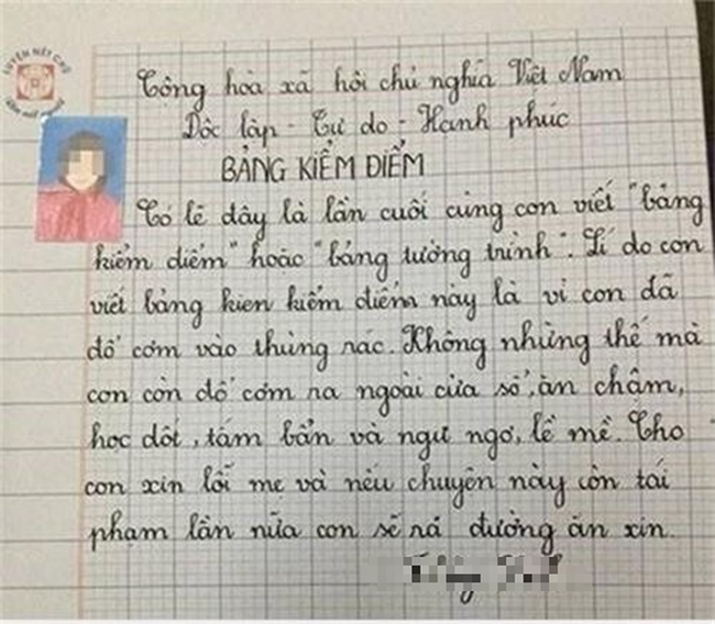 Không viết bài phải làm bản kiểm điểm, cô bé lớp 3 đưa ra lời hứa khiến ai nấy phải thốt lên: Biểu hiện của sự lươn lẹo là đây!-2