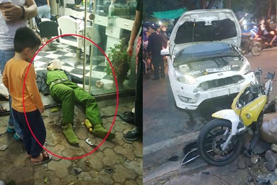 Ô tô tông chiến sĩ công an trọng thương do tài xế đạp nhầm chân phanh thành chân ga