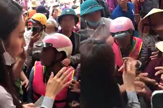 Động thái của Thủy Tiên khi xuất hiện nhóm người dân mất kiểm soát trong điểm phát tiền cứu trợ được dân mạng tán thưởng
