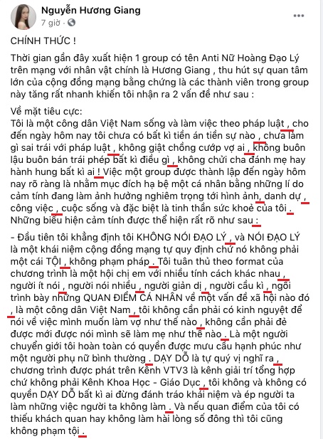 Viết tâm thư dài 1764 chữ giành riêng cho anti-fan nhưng hoa khôi Hương Giang lại bị cư dân mạng mạng bóc lỗi chính tả cơ bản-1