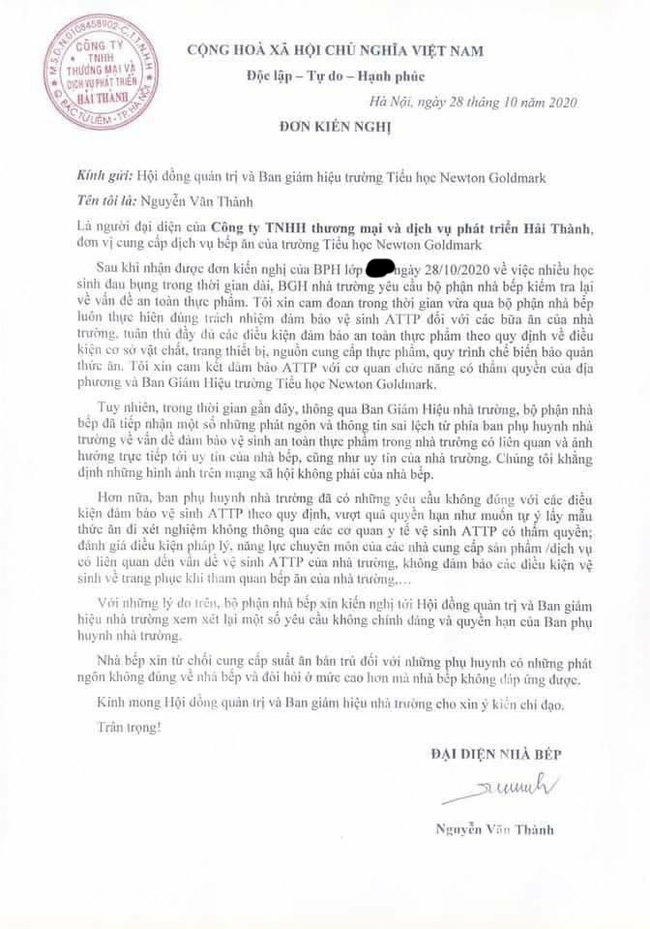 Xôn xao sự việc 39 học sinh tiểu học bị từ chối phục vụ ăn bán trú vì bố mẹ có ý kiến về chất lượng thực phẩm khiến nhiều học sinh bị đau bụng thời gian dài-3