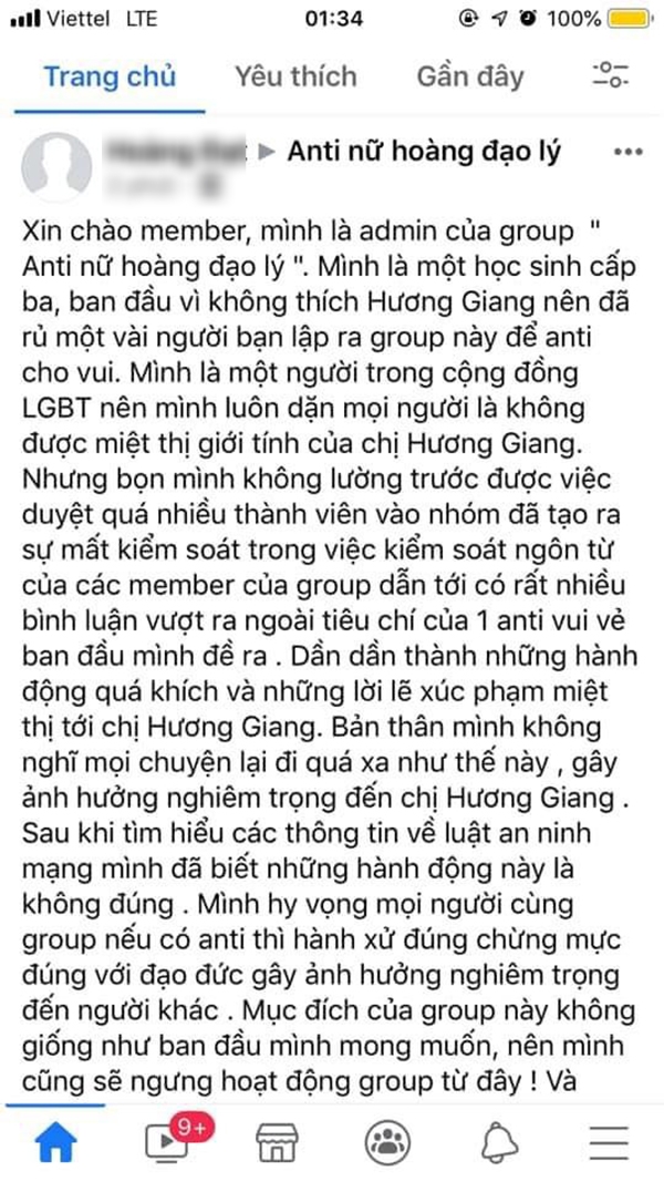 Xôn xao Hương Giang ép hội nhóm anti-fan phải đóng cửa?-1