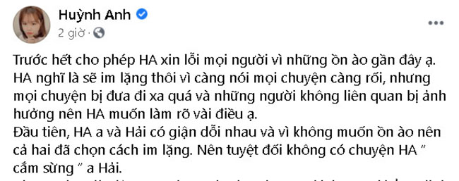Huỳnh Anh chính thức lên tiếng: Không có chuyện Quang Hải bị cắm sừng, tin nhắn đã được dàn dựng - chỉnh sửa, sẽ nhờ cảnh sát làm việc-1