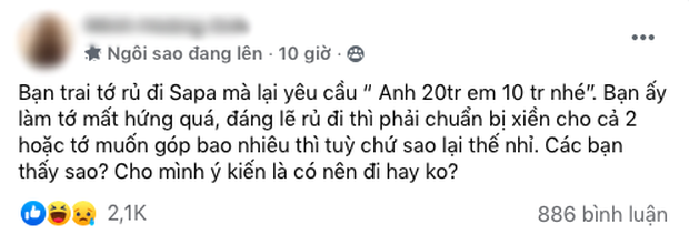 Cô gái giãy nảy” vì bạn trai cầm 20 triệu đi Sa Pa mà vẫn yêu cầu ăn chia, netizens nhức nhối: Thôi chia tay giùm!-1