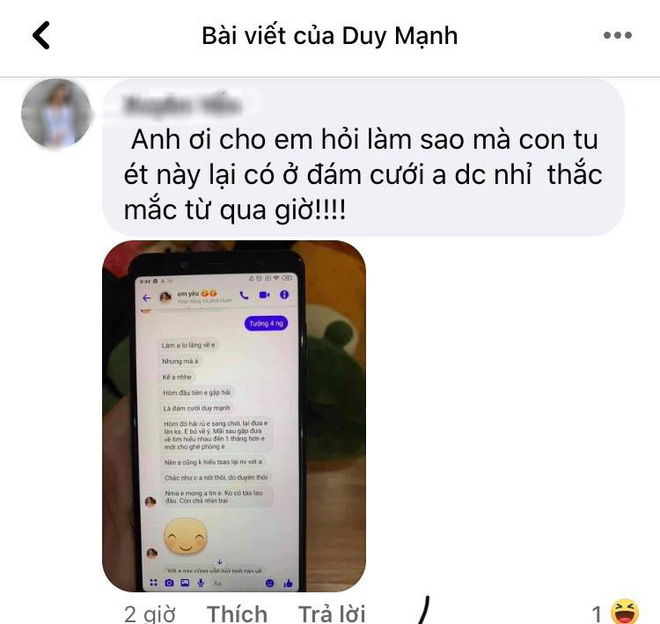 Netizen kéo vào Facebook Duy Mạnh hỏi về vụ Quang Hải gặp Huỳnh Anh ở đám cưới cổ tích-2