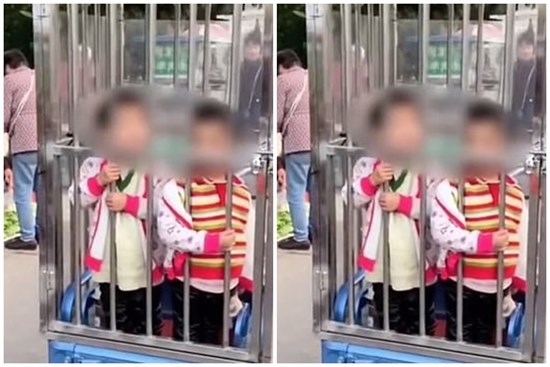2 bé trai bị nhốt trong chiếc lồng đặt ở bên đường, ai cũng hốt hoảng nghi bị bắt cóc và sự thật còn gây tranh cãi hơn