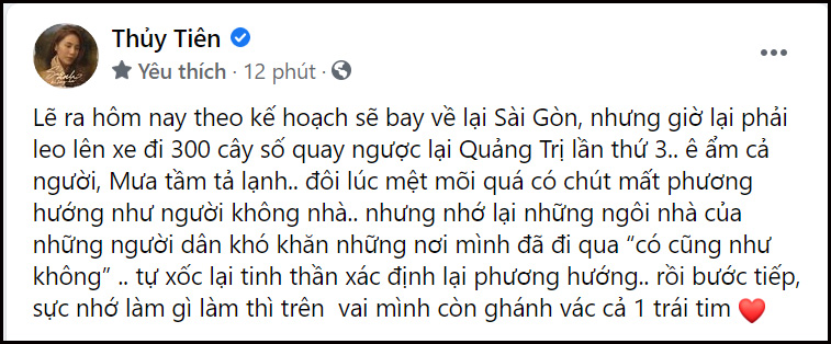 Thủy Tiên hủy bỏ chuyến bay về Sài Gòn, quay lại viện trợ Quảng Trị lần 3-3