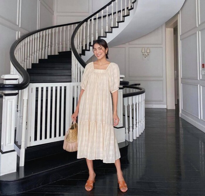 Chăm diện váy suông, Hà Tăng khiến fans nghi ngờ bầu lần 3-4