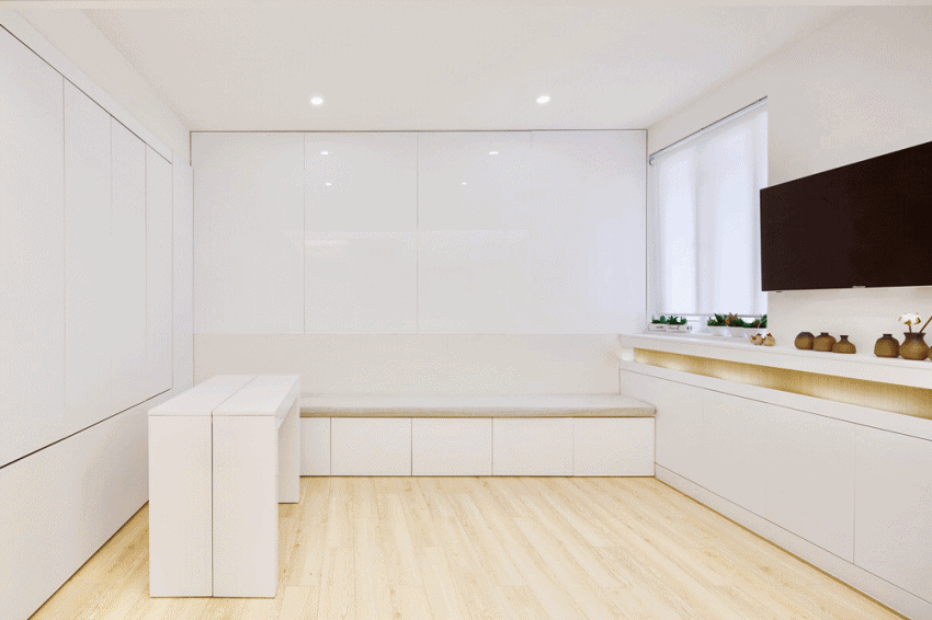 Căn hộ màu trắng chỉ vỏn vẹn 20m² vẫn đủ cho gia đình 6 người nhờ cách bố trí nội thất siêu linh hoạt-4