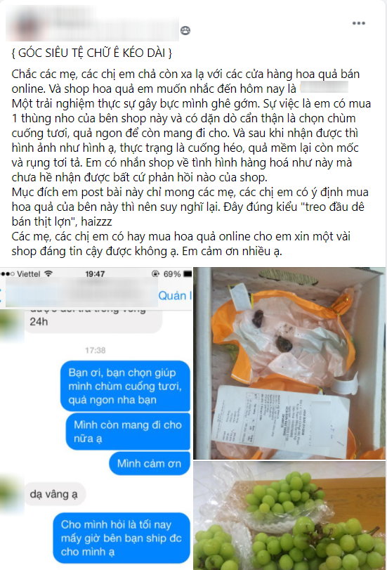 Cửa hàng hoa quả nổi tiếng bị tố bán nho héo, quả mềm, rụng tơi tả cho khách-1
