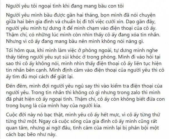 Sắp kết hôn, chàng trai hoang mang khi vợ sắp cưới nhắn với bồ: Em không biết con em là con của anh hay chồng sắp cưới-1