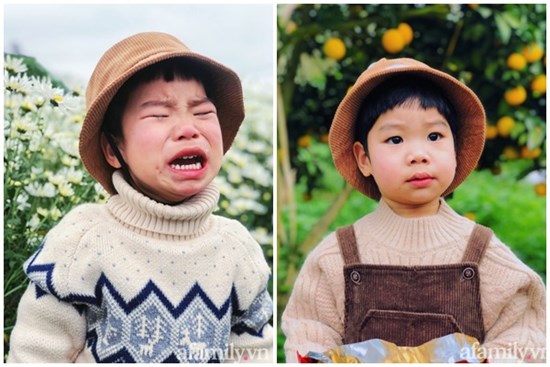 Chẳng thích cúc họa mi mà phải đi chụp ảnh, bé trai khóc mếu chán chê rồi biểu cảm đúng kiểu: